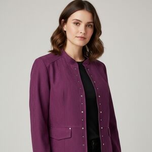 Elegant Women's Utility Jacket in Rich Purple